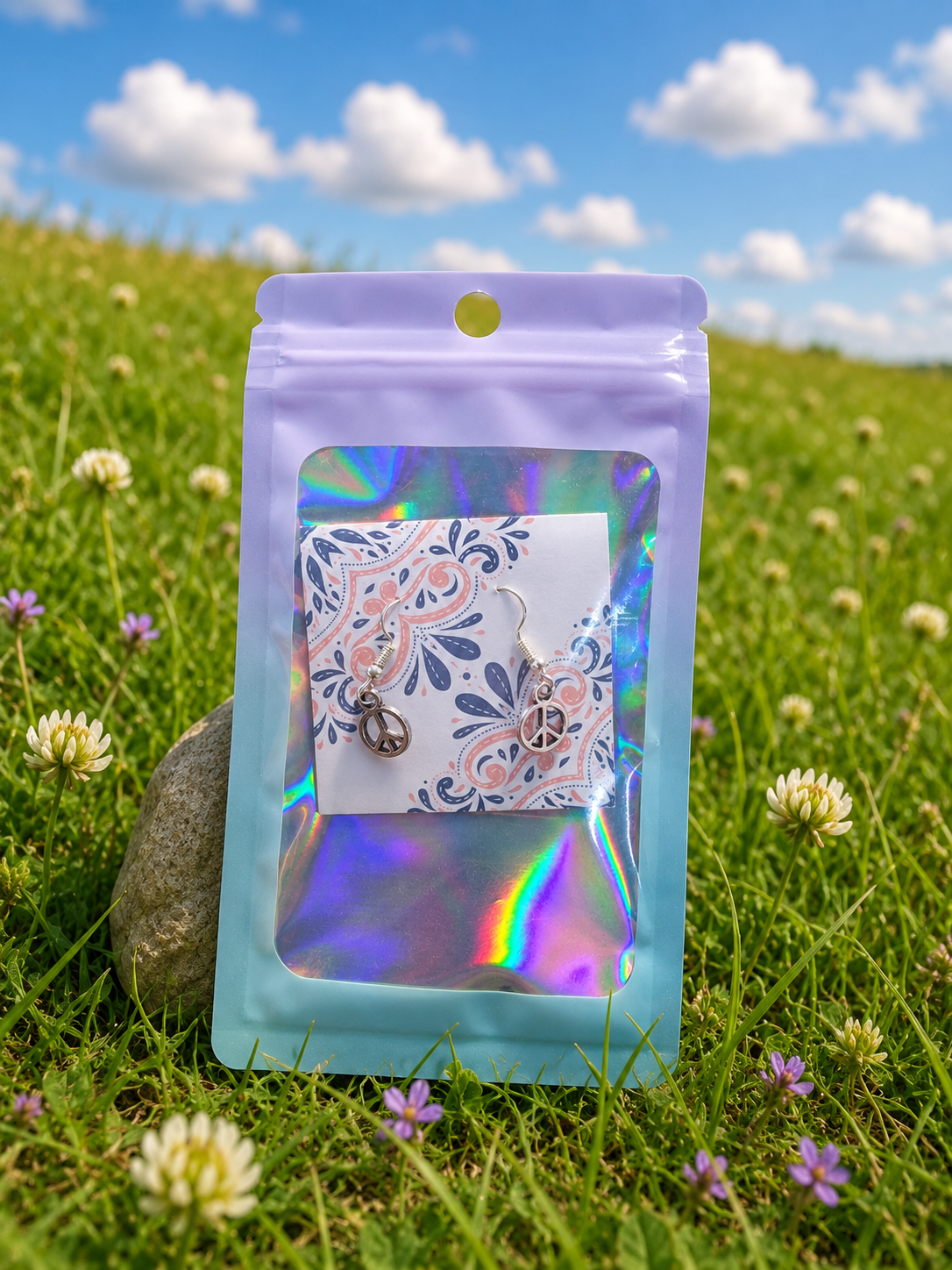 ☮️ Silver Peace Sign Earrings