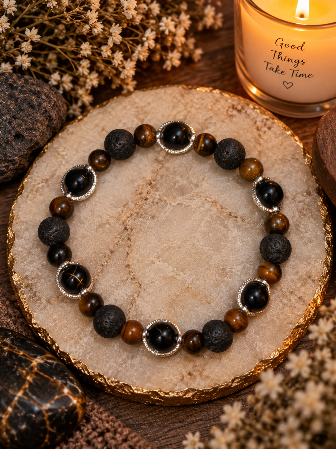 Tiger Eye & Lava Stone Bracelet