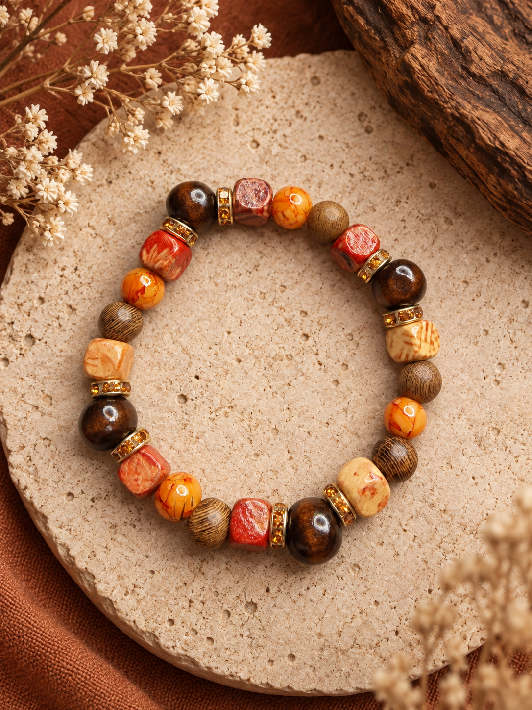 Autumn Earth Wood Bracelet