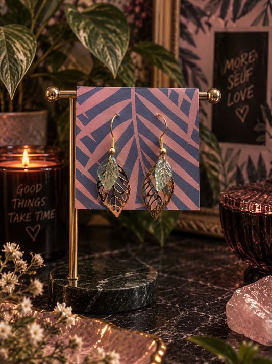 Golden Leaf Drop Earrings