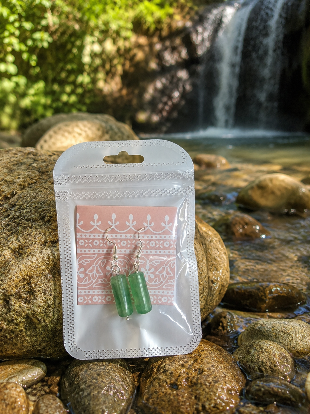Acrylic Stone Drop Earrings – Silver