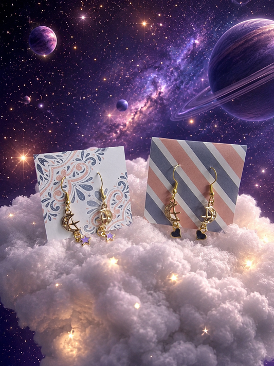 Celestial Drop Earrings – Moon & Star