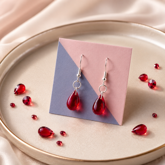 Red Crystal Drop Earrings