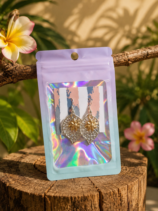 🍃 Silver Leaf Vein Earrings