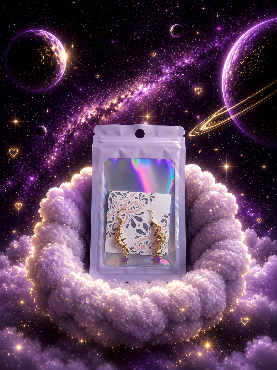 Celestial Drop Earrings – Moon & Star