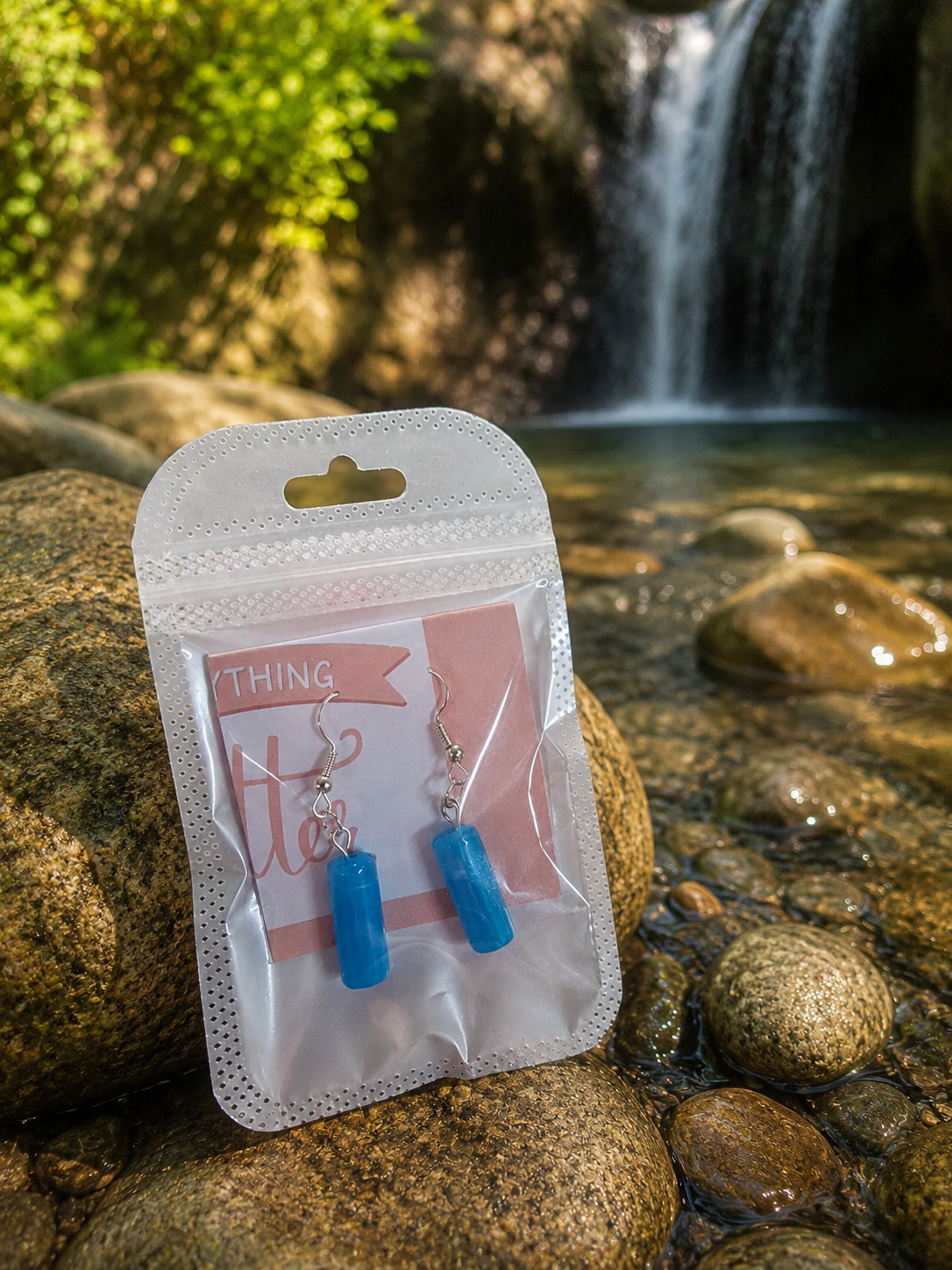 Acrylic Stone Drop Earrings – Silver