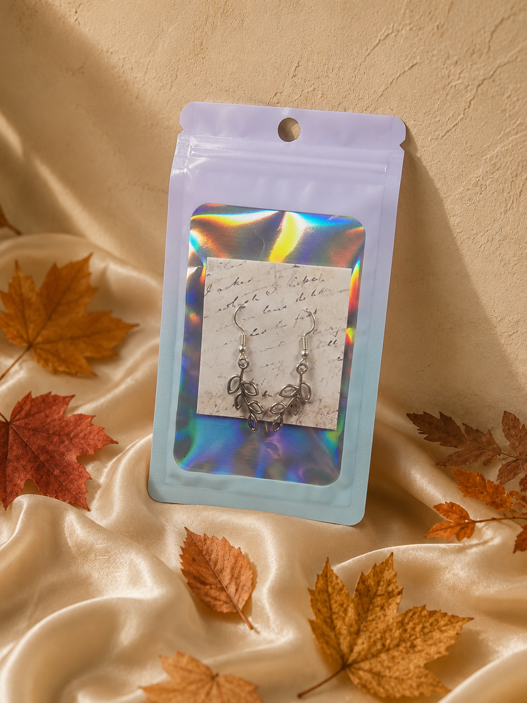 Silver Leaf Branch Earrings
