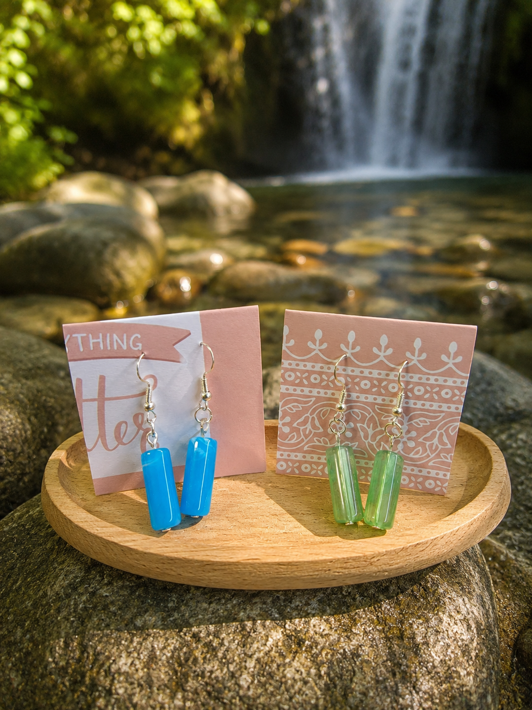 Acrylic Stone Drop Earrings – Silver