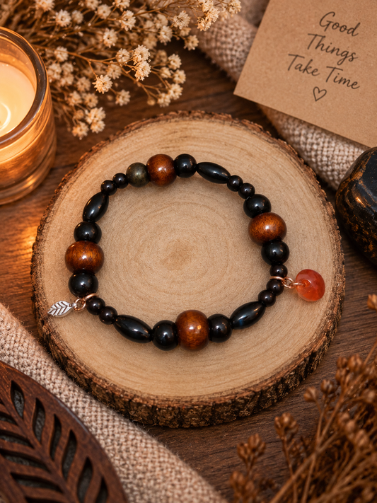 Tiger Eye & Acrylic Charm Bracelet