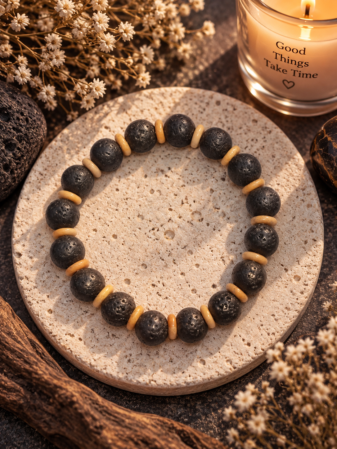 Lava Stone & Natural Stone Bracelet