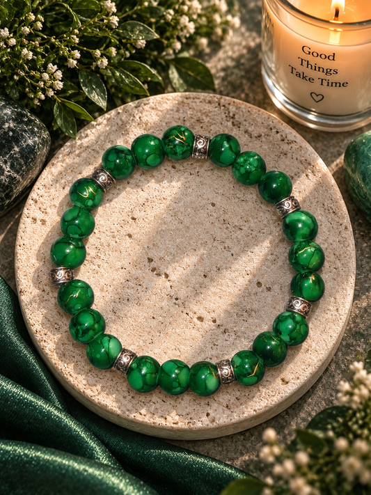 Green Marble Bead Bracelet
