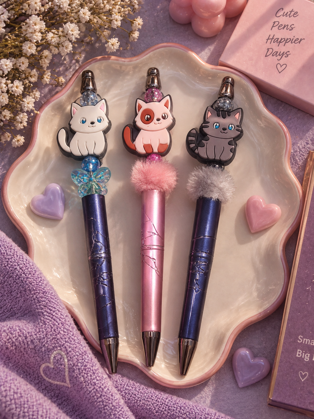 Cat Charm Pom Pom Pen