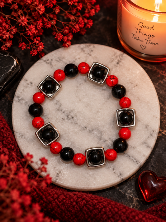 Red & Black Statement Bracelet