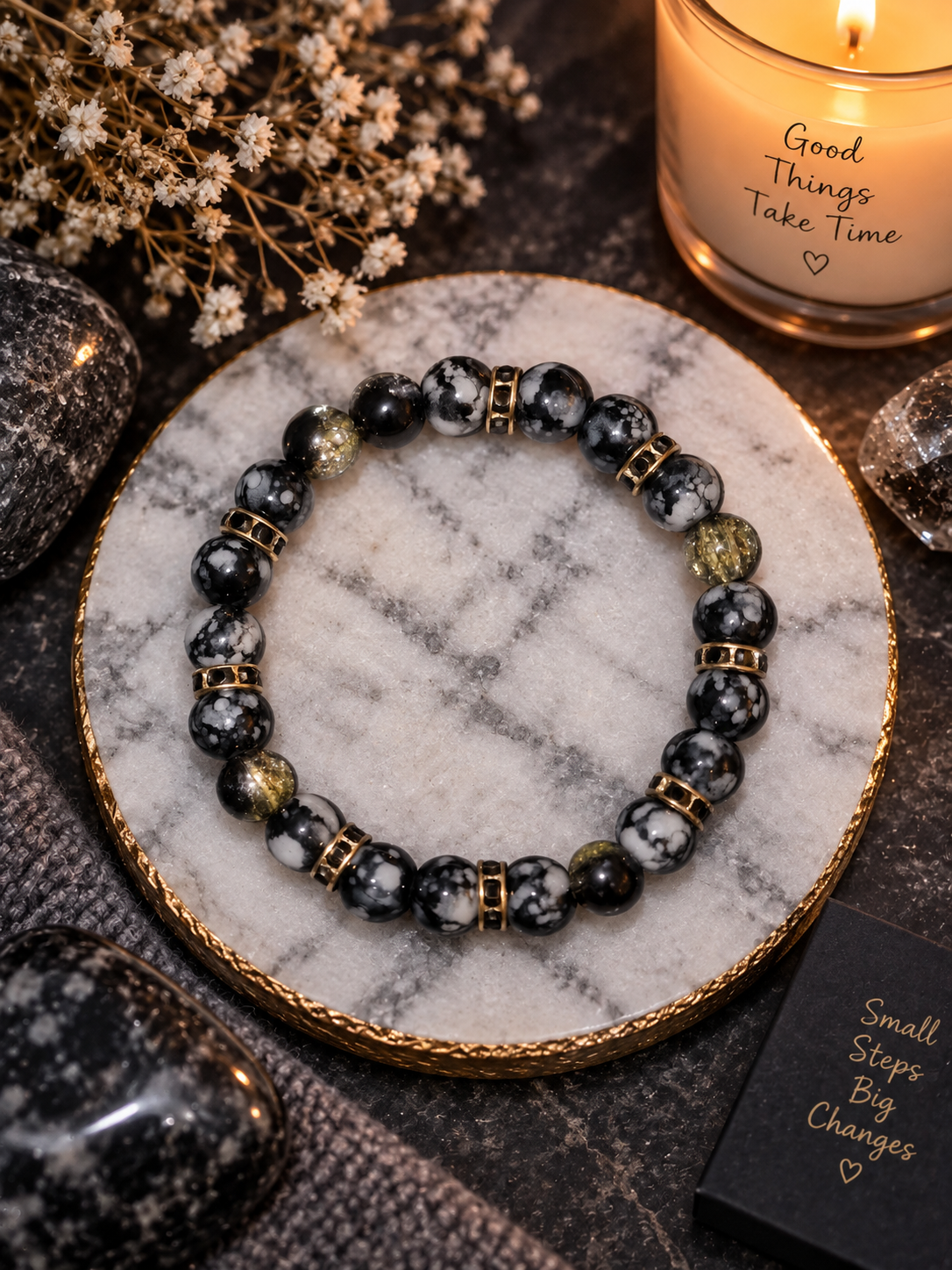 Snowflake Obsidian Bracelet
